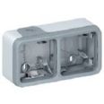 CAJA SUPERFICIE 2 ELEMENTOS HORIZONTAL PLEXO GRIS